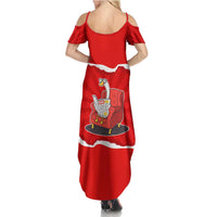 Silly Goose Summer Maxi Dress with Newspaper and Armchair Pattern