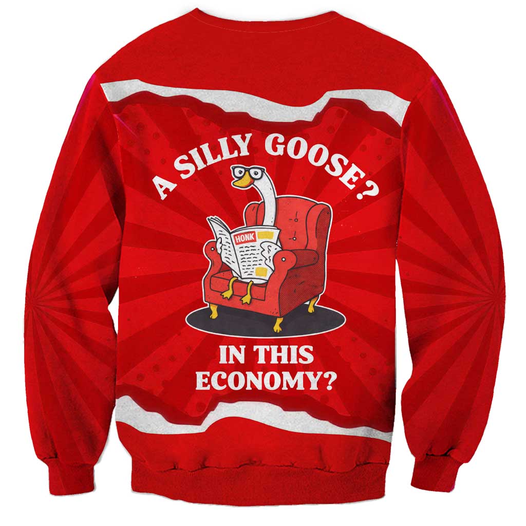 Silly Goose Sweatshirt with Newspaper and Armchair Pattern