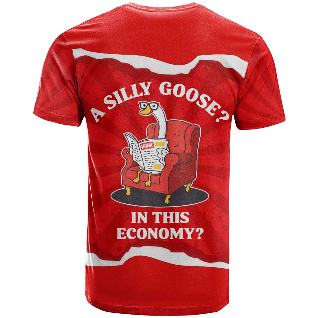 Silly Goose T Shirt with Newspaper and Armchair Pattern