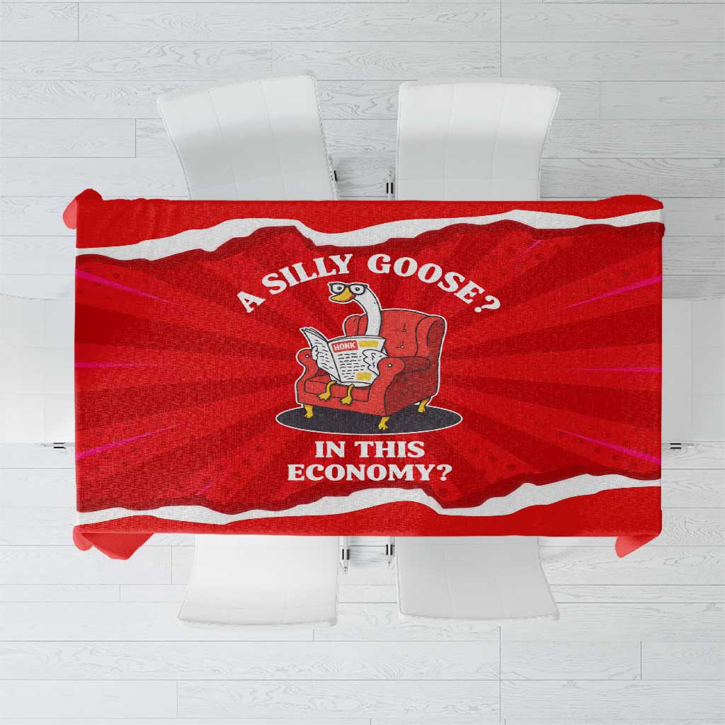 Silly Goose Tablecloth with Newspaper and Armchair Pattern