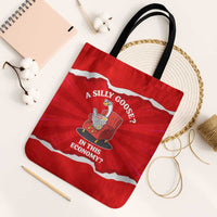 Silly Goose Tote Bag with Newspaper and Armchair Pattern