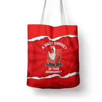 Silly Goose Tote Bag with Newspaper and Armchair Pattern