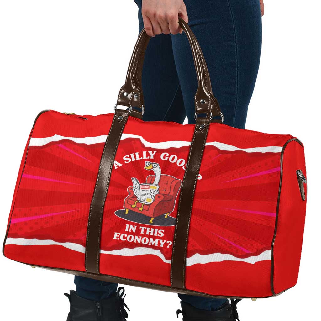 Silly Goose Travel Bag with Newspaper and Armchair Pattern