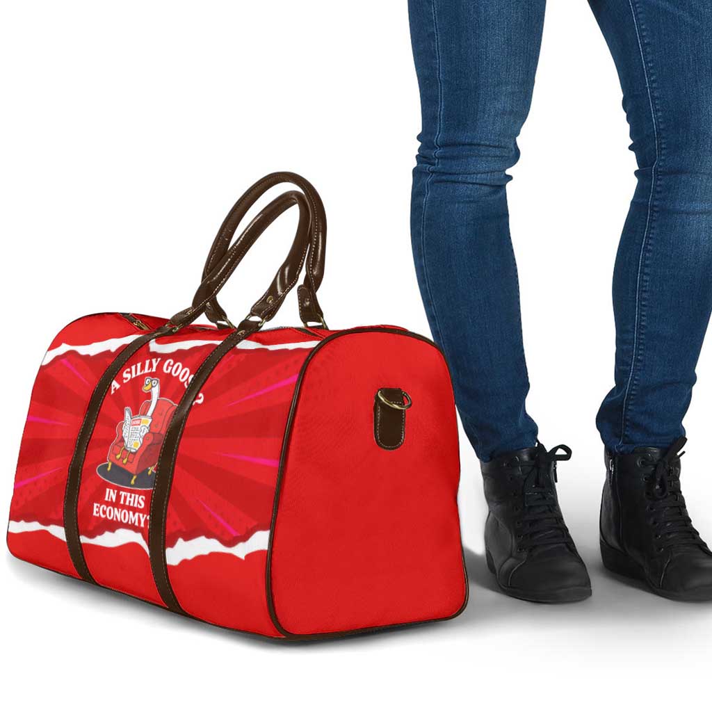 Silly Goose Travel Bag with Newspaper and Armchair Pattern