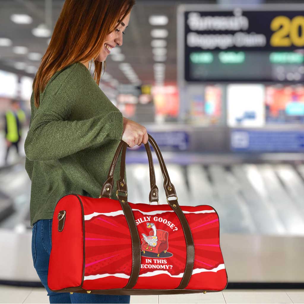 Silly Goose Travel Bag with Newspaper and Armchair Pattern