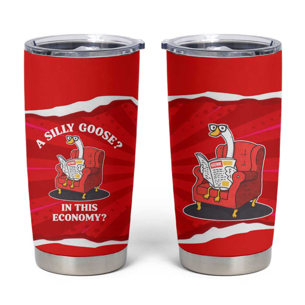 Silly Goose Tumbler Cup with Newspaper and Armchair Pattern