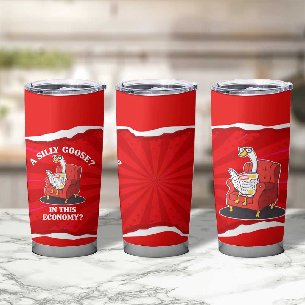 Silly Goose Tumbler Cup with Newspaper and Armchair Pattern