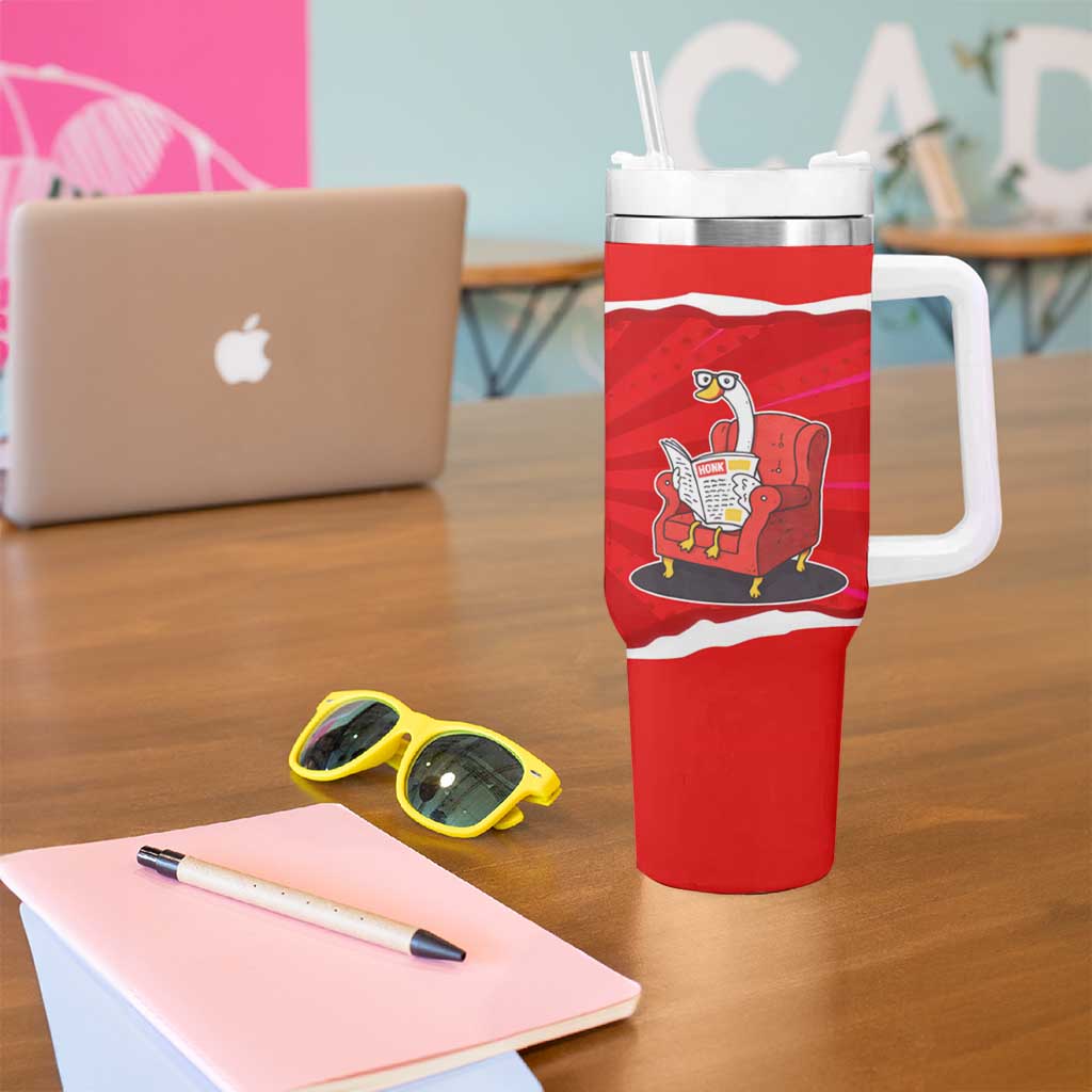 Silly Goose Tumbler With Handle with Newspaper and Armchair Pattern