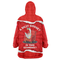 Silly Goose Wearable Blanket Hoodie with Newspaper and Armchair Pattern
