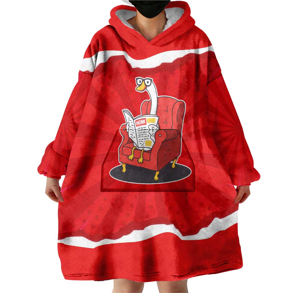 Silly Goose Wearable Blanket Hoodie with Newspaper and Armchair Pattern