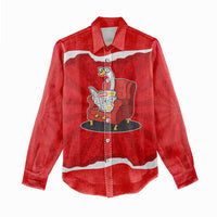 Silly Goose Women Casual Shirt with Newspaper and Armchair Pattern