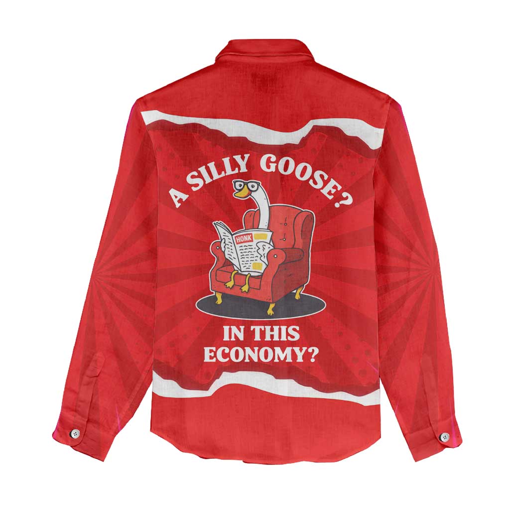 Silly Goose Women Casual Shirt with Newspaper and Armchair Pattern