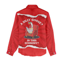 Silly Goose Women Casual Shirt with Newspaper and Armchair Pattern