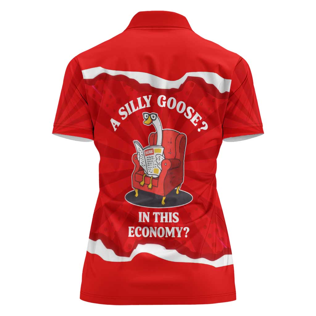 Silly Goose Women Polo Shirt with Newspaper and Armchair Pattern