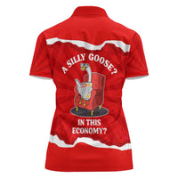 Silly Goose Women Polo Shirt with Newspaper and Armchair Pattern