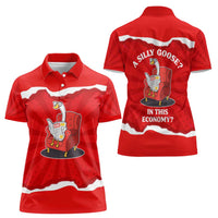 Silly Goose Women Polo Shirt with Newspaper and Armchair Pattern
