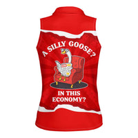 Silly Goose Women Sleeveless Polo Shirt with Newspaper and Armchair Pattern
