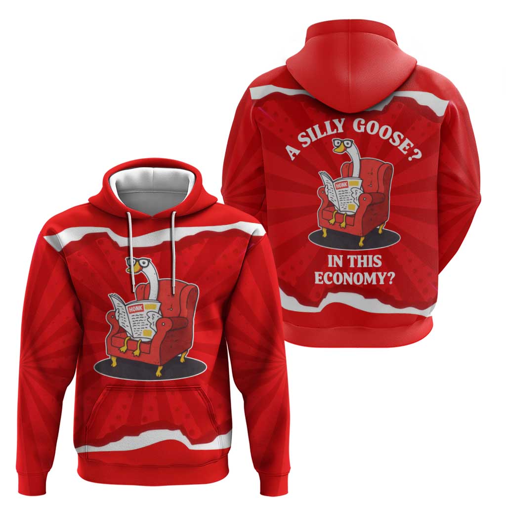 Silly Goose Zip Hoodie with Newspaper and Armchair Pattern