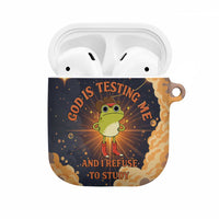 Grumpy Frog AirPods Case with Refuse to Study Quote and Starburst Pattern