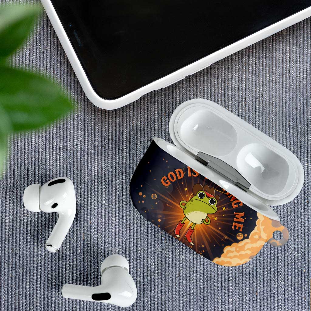 Grumpy Frog AirPods Case with Refuse to Study Quote and Starburst Pattern