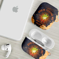 Grumpy Frog AirPods Case with Refuse to Study Quote and Starburst Pattern