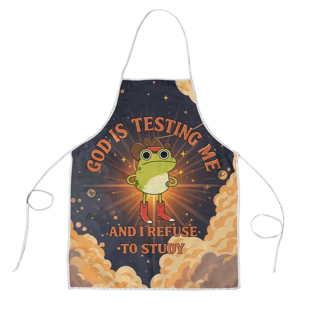 Grumpy Frog Apron with Refuse to Study Quote and Starburst Pattern