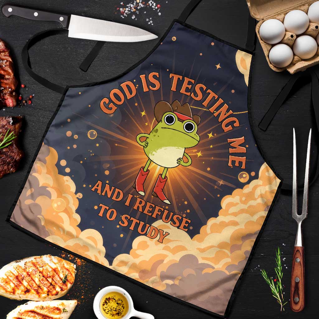 Grumpy Frog Apron with Refuse to Study Quote and Starburst Pattern