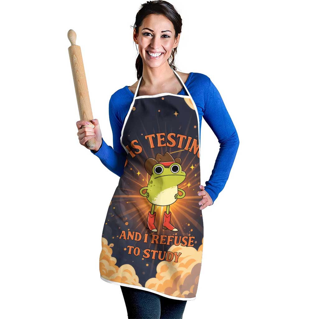 Grumpy Frog Apron with Refuse to Study Quote and Starburst Pattern