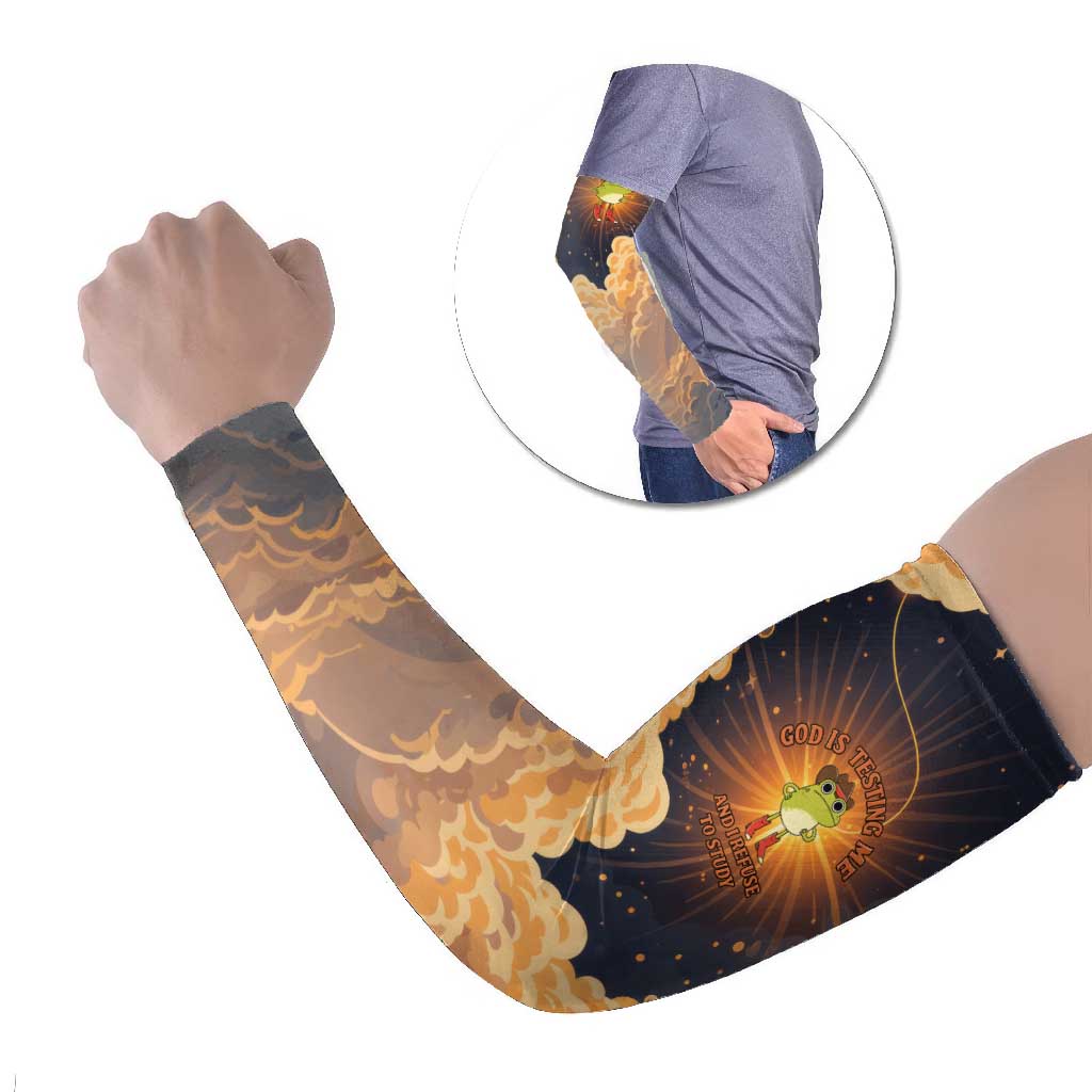 Grumpy Frog Arm Sleeves with Refuse to Study Quote and Starburst Pattern
