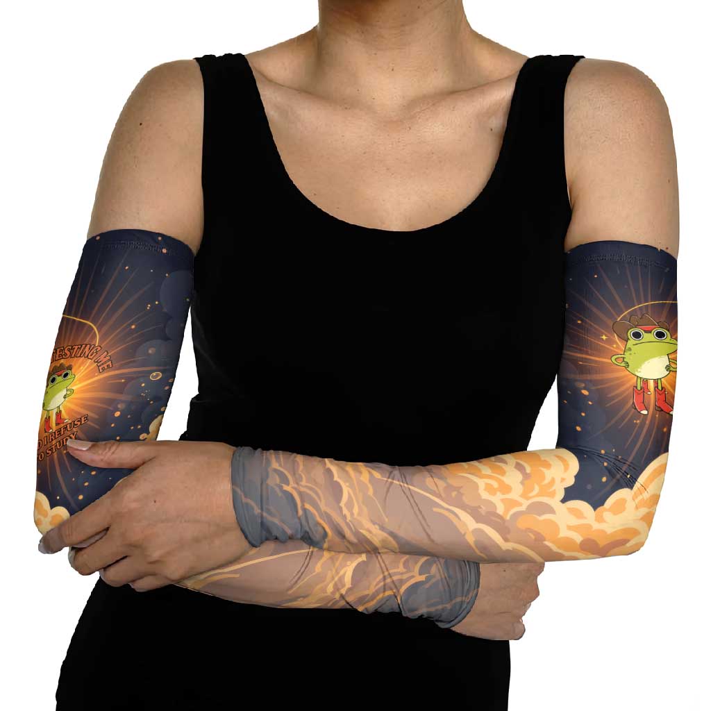 Grumpy Frog Arm Sleeves with Refuse to Study Quote and Starburst Pattern