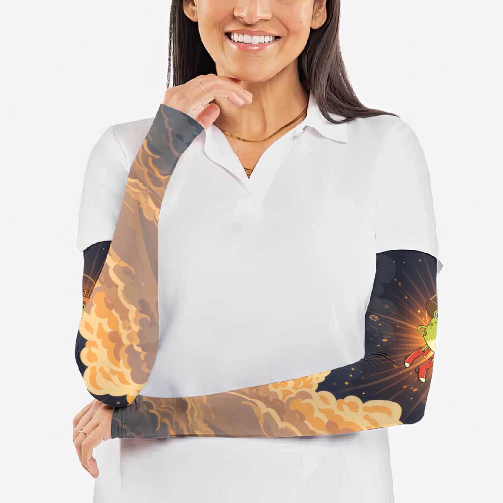 Grumpy Frog Arm Sleeves with Refuse to Study Quote and Starburst Pattern