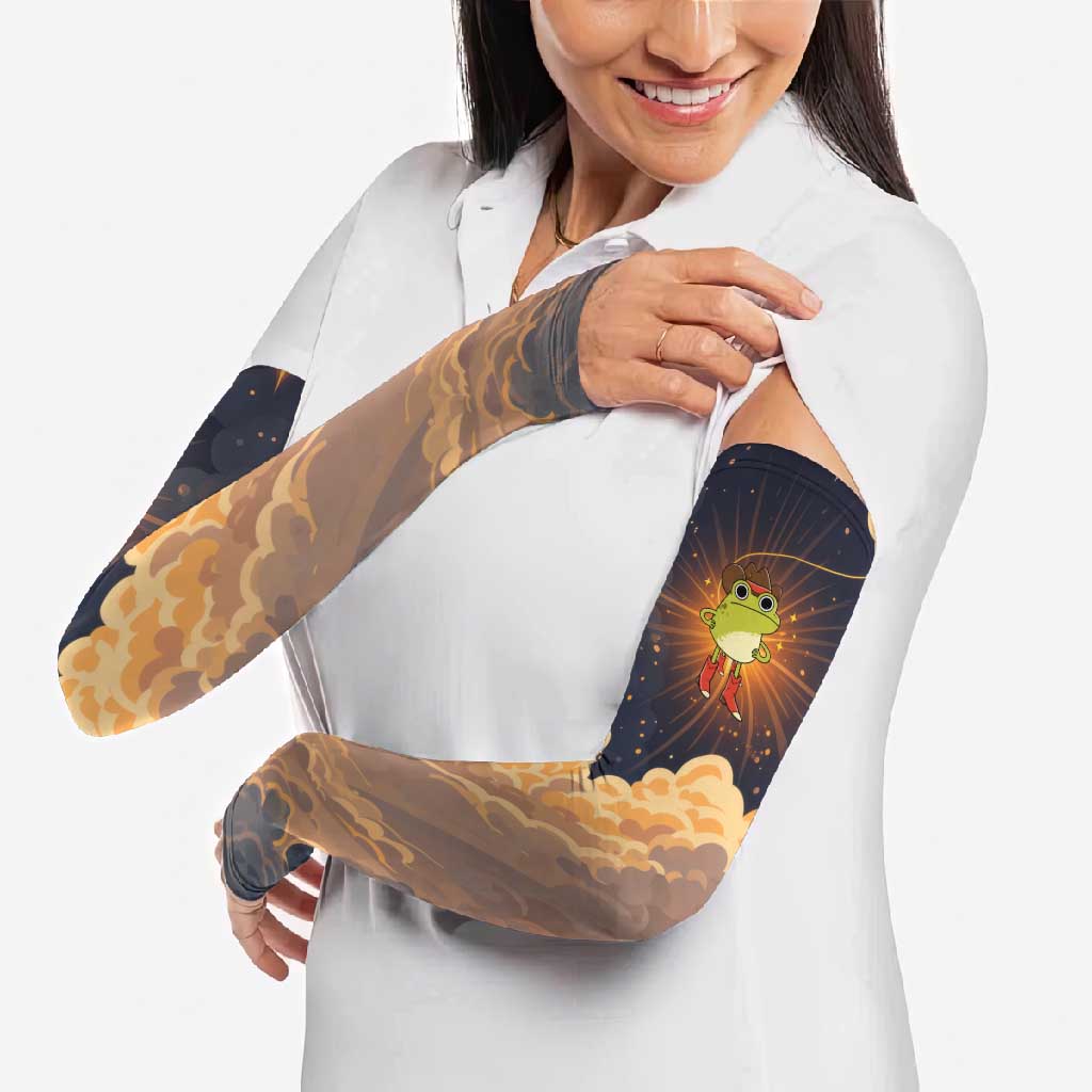 Grumpy Frog Arm Sleeves with Refuse to Study Quote and Starburst Pattern