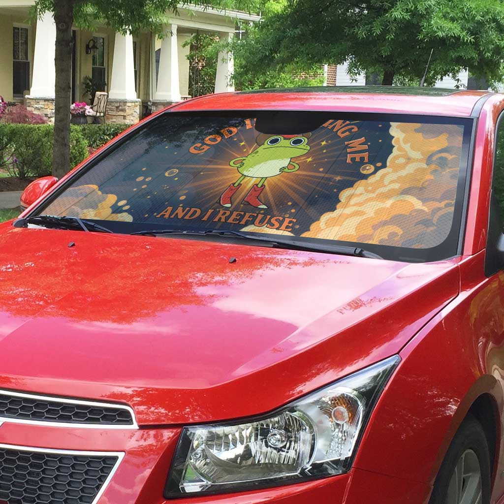 Grumpy Frog Auto Sun Shade with Refuse to Study Quote and Starburst Pattern