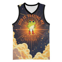 Grumpy Frog Basketball Jersey with Refuse to Study Quote and Starburst Pattern