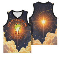 Grumpy Frog Basketball Jersey with Refuse to Study Quote and Starburst Pattern