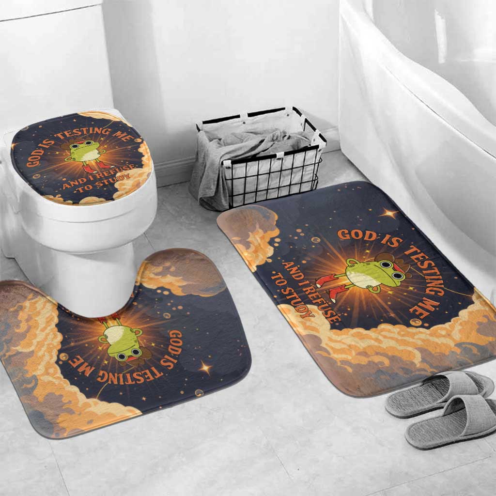 Grumpy Frog Bathroom Set with Refuse to Study Quote and Starburst Pattern