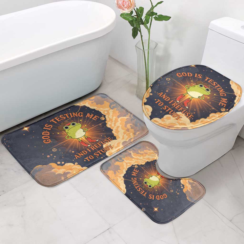 Grumpy Frog Bathroom Set with Refuse to Study Quote and Starburst Pattern