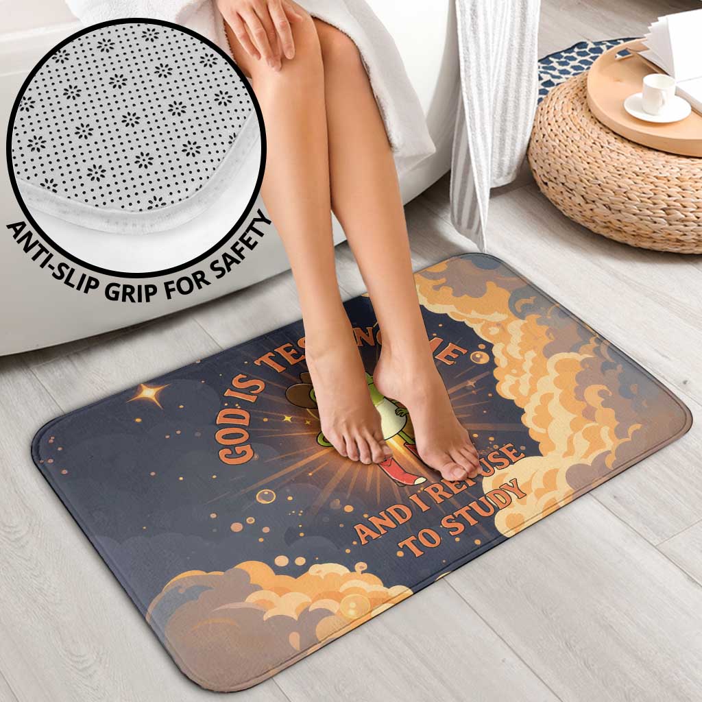 Grumpy Frog Bathroom Set with Refuse to Study Quote and Starburst Pattern