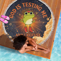 Grumpy Frog Beach Blanket with Refuse to Study Quote and Starburst Pattern