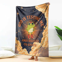 Grumpy Frog Blanket with Refuse to Study Quote and Starburst Pattern
