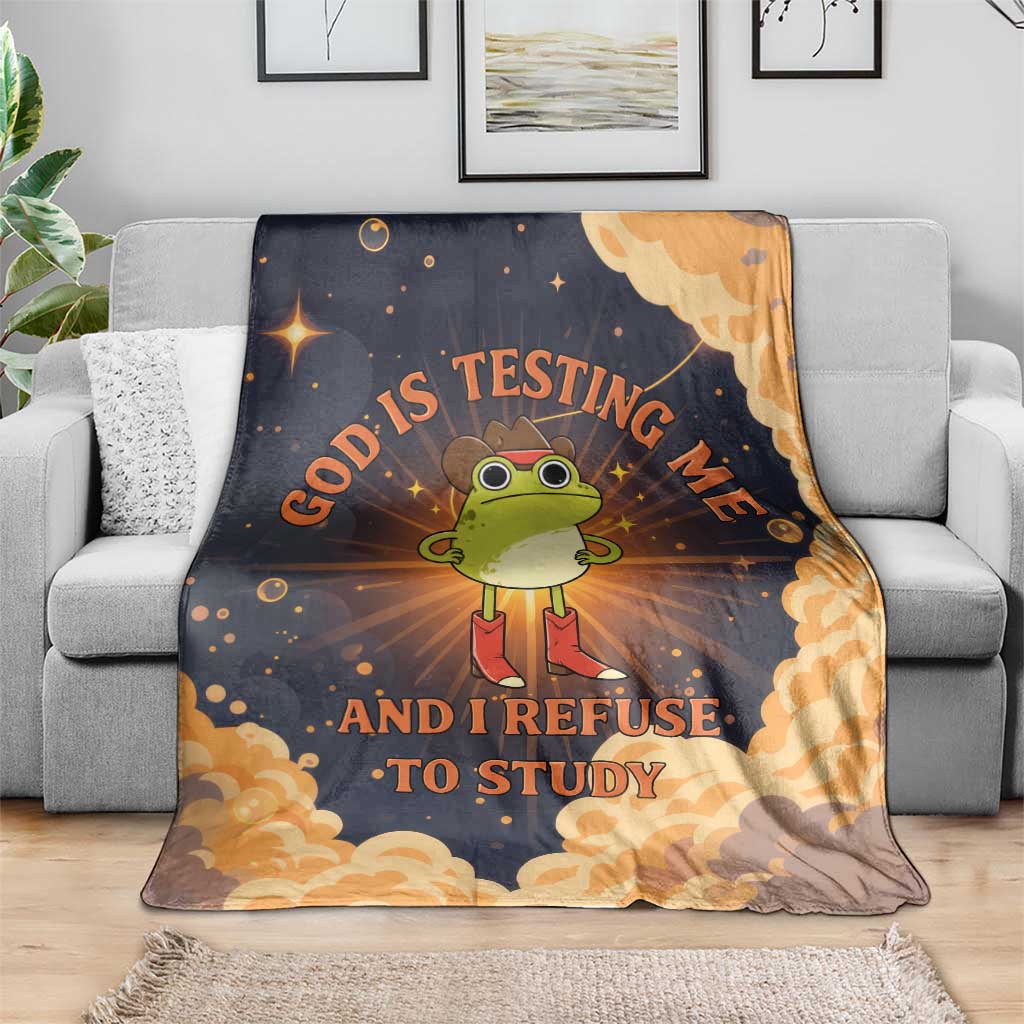 Grumpy Frog Blanket with Refuse to Study Quote and Starburst Pattern