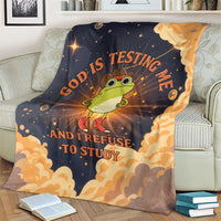 Grumpy Frog Blanket with Refuse to Study Quote and Starburst Pattern