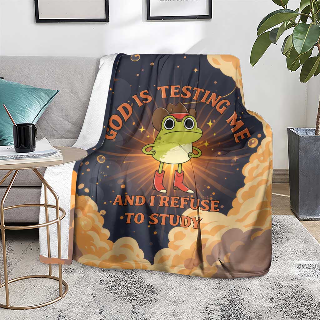 Grumpy Frog Blanket with Refuse to Study Quote and Starburst Pattern