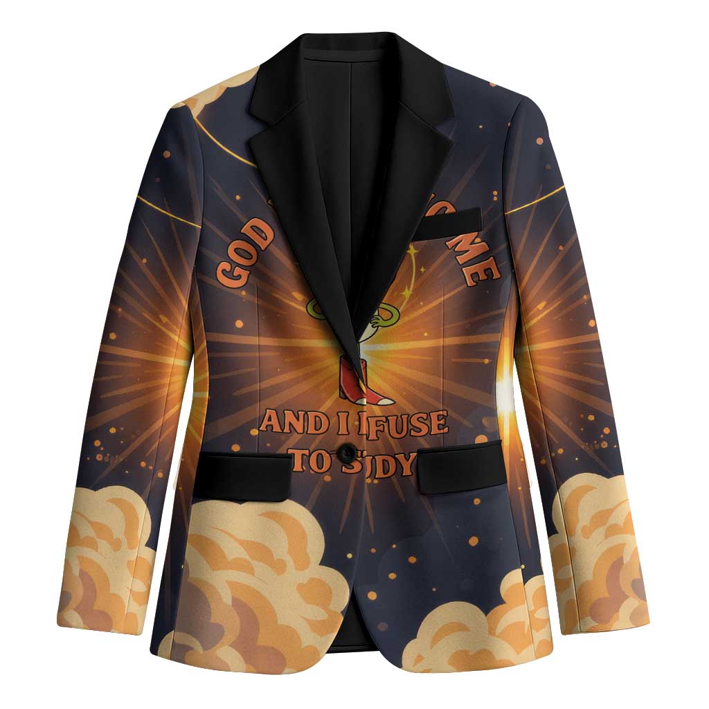 Grumpy Frog Blazer with Refuse to Study Quote and Starburst Pattern