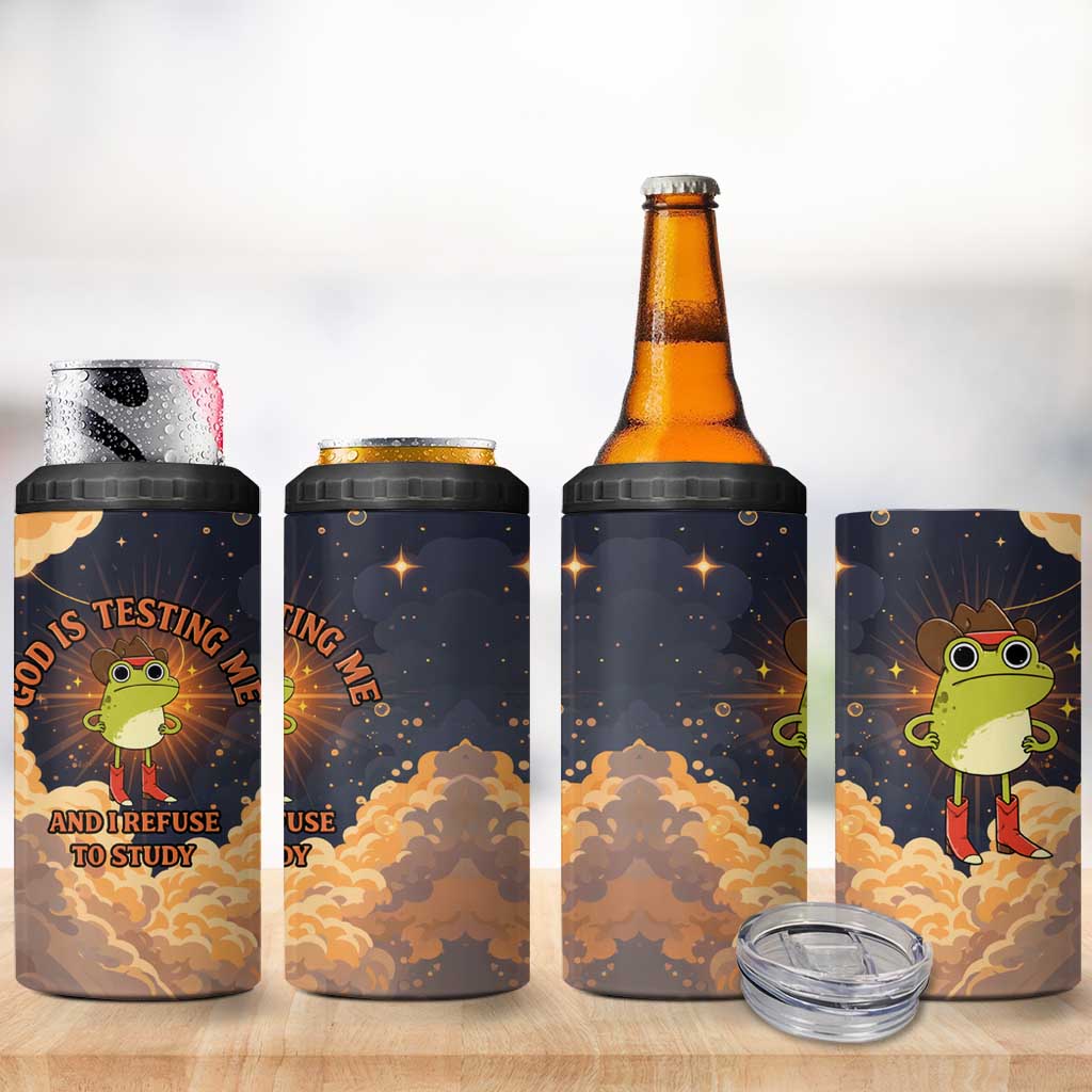 Grumpy Frog 4 in 1 Can Cooler Tumbler with Refuse to Study Quote and Starburst Pattern