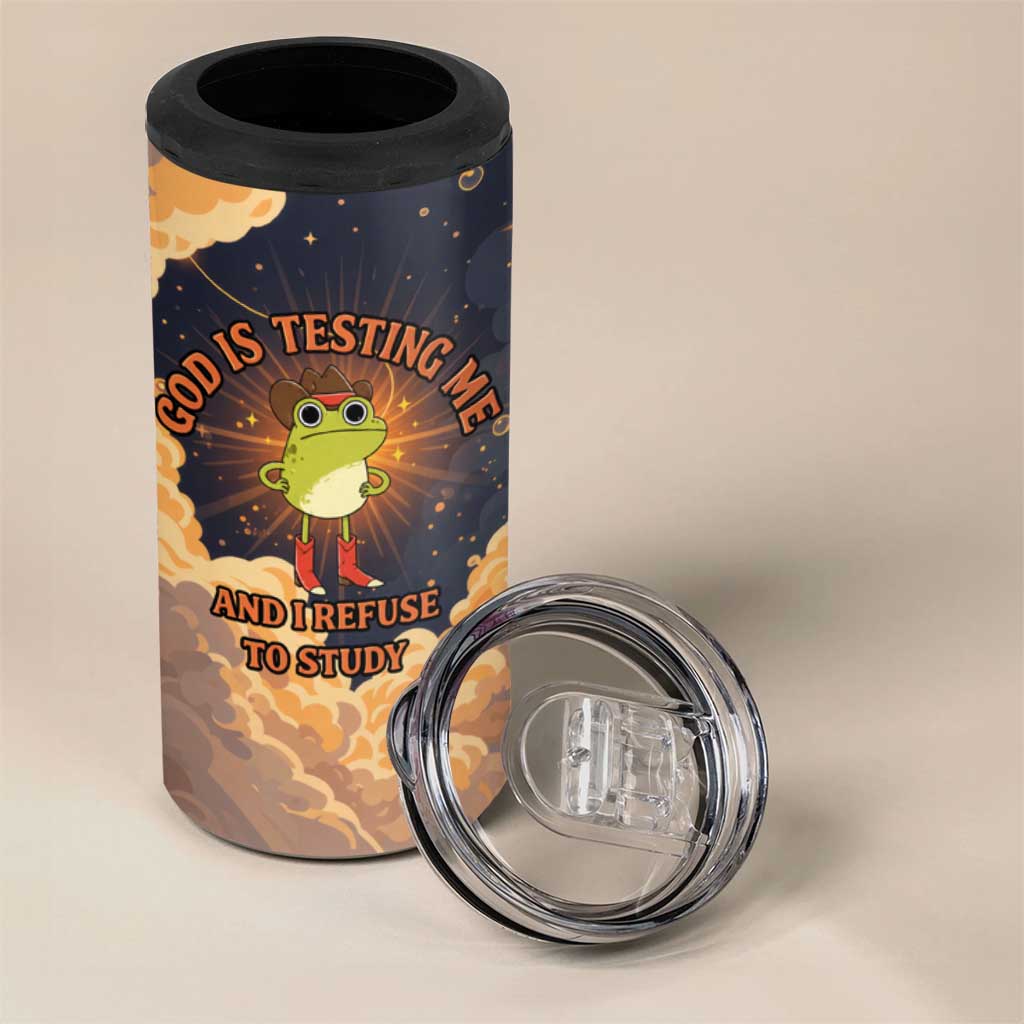 Grumpy Frog 4 in 1 Can Cooler Tumbler with Refuse to Study Quote and Starburst Pattern