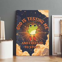 Grumpy Frog Canvas Wall Art with Refuse to Study Quote and Starburst Pattern