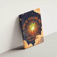 Grumpy Frog Canvas Wall Art with Refuse to Study Quote and Starburst Pattern