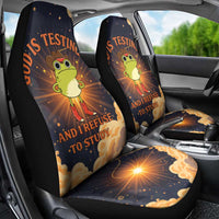 Grumpy Frog Car Seat Cover with Refuse to Study Quote and Starburst Pattern