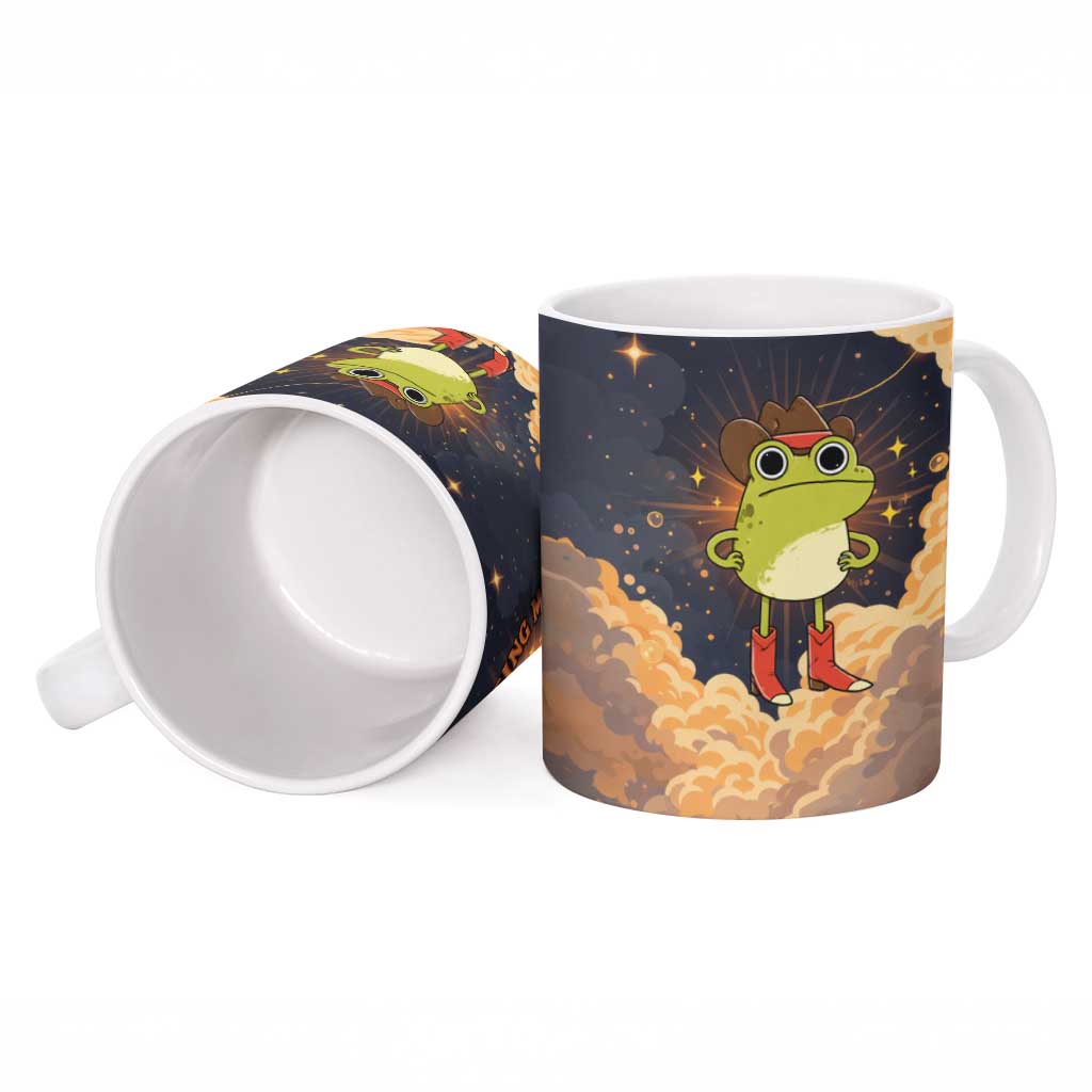Grumpy Frog Ceramic Mug with Refuse to Study Quote and Starburst Pattern